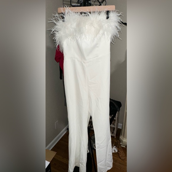 Nadine Merabi: Colette White Jump Suit with belt